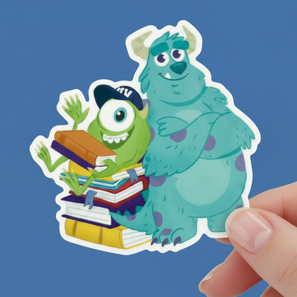 Two cartoon monsters with books on a teal background, featuring the 'Imagination Station' logo.