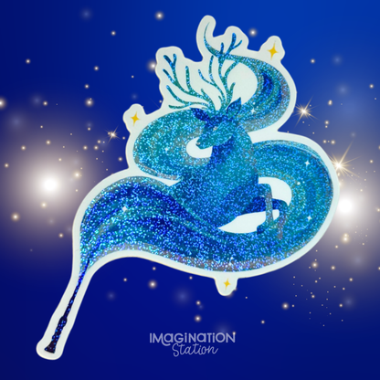 Expecto Patronum Harry Potter pixie dust sticker front view – sparkle glossy waterproof vinyl decal