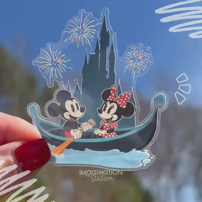 Mickey & Minnie Mouse Gondola Sticker – Clear Glossy Waterproof Disney Vinyl Decal