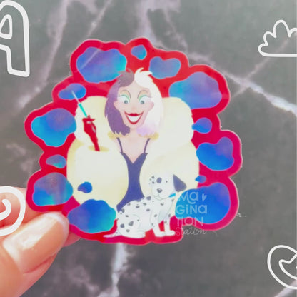 Cruella De Vil 101 Dalmatians Sticker – Holographic Glossy Disney Villain Vinyl Decal