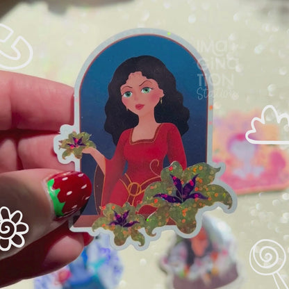 Mother Gothel Tangled Disney Villain Sticker – Glitter Glossy Waterproof Vinyl Decal