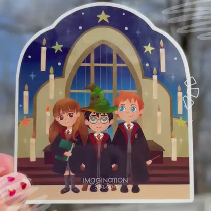 Harry Ron Hermione Golden Trio Sticker – Holographic Glossy Waterproof Harry Potter Vinyl