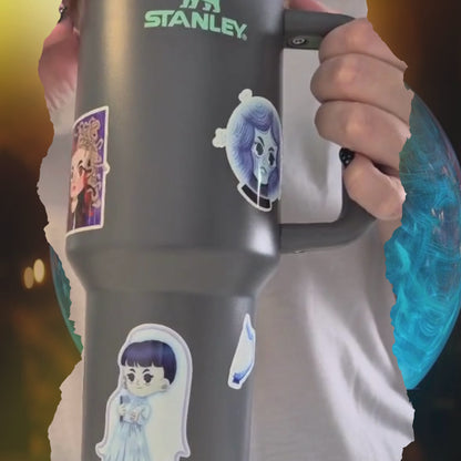 Haunted Mansion 40oz Tumbler + Glow in the Dark Sticker Set – Disney Spooky Bundle