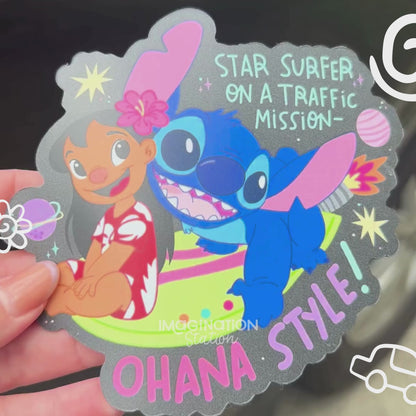 Lilo & Stitch Ohana Car Magnet - Waterproof Disney Decal