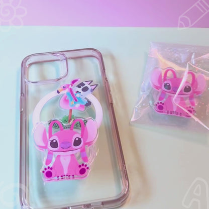 Angel Lilo & Stitch Phone Holder – Acrylic Airbag Disney Grip Accessory