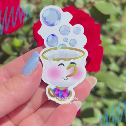 Chip Beauty and the Beast Holographic Sticker – Waterproof Disney Vinyl Decal