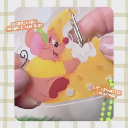 Cinderella Gus Gus Carabiner Keychain – Clear Acrylic Disney Charm Clip