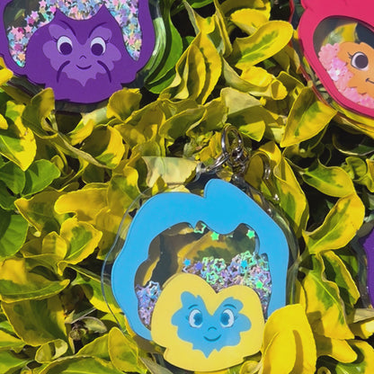 Alice in Wonderland Glitter Shaker Keychain – Acrylic Flower Charm for Bags & Keys