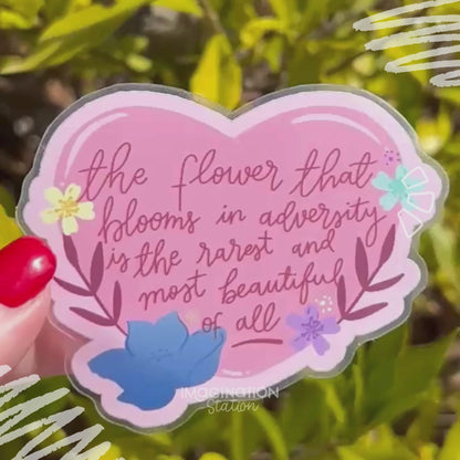 Mulan "Flower That Blooms in Adversity" Quote Sticker – Transparent Glossy Disney Vinyl