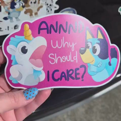 Bluey and Unicorse Car Magnet - Weatherproof Matte Vinyl