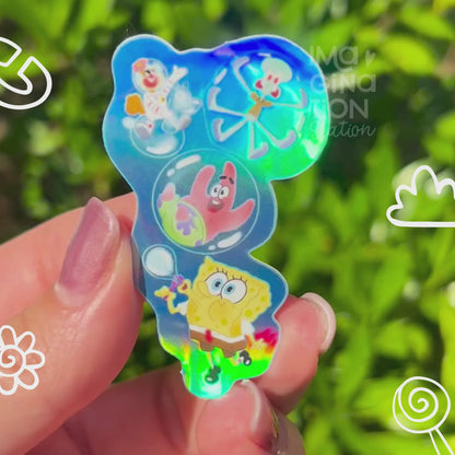 SpongeBob SquarePants Sticker – Holographic Glossy Waterproof Vinyl Decal