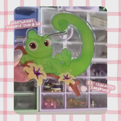 Pascal Tangled Carabiner Keychain – Clear Glossy Acrylic Disney Charm Clip
