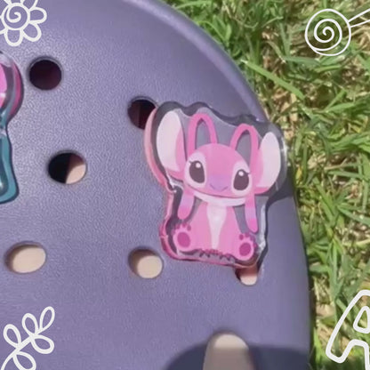 Lilo & Stitch Ohana Shoe Charms Set – Clear Acrylic Disney Character Croc Accessories