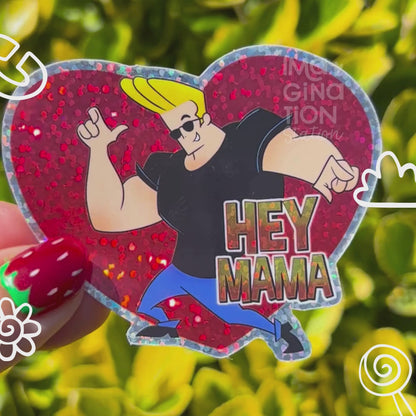 Johnny Bravo Sticker – Glitter Glossy Waterproof 90s Cartoon Vinyl Decal