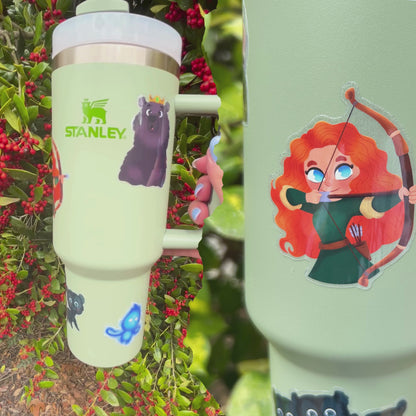Merida Brave 40oz Tumbler + Waterproof Sticker Set – Disney Princess Bundle