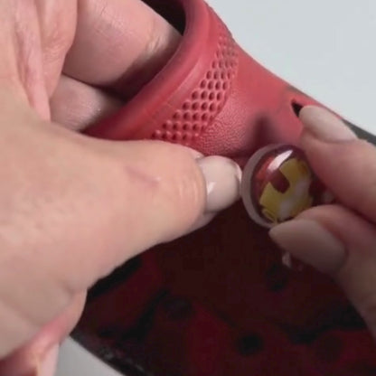 Decorating shoes with Marvel superhero accessories
