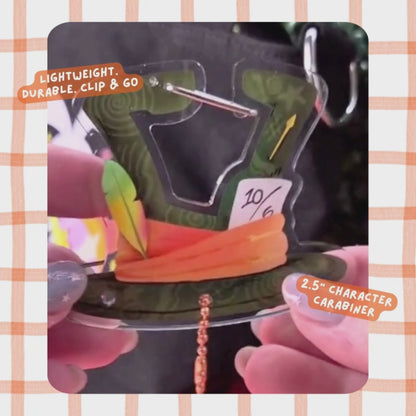 Mad Hatter Alice in Wonderland Carabiner Keychain – Glossy Acrylic Disney Charm Clip