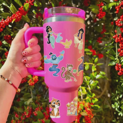 Aladdin 40oz Tumbler + Waterproof Clear Sticker Set – Disney Bundle