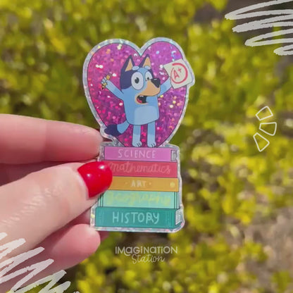 Bluey Teacher Sticker – Glitter Glossy Waterproof Vinyl Teacher Appreciation Decal