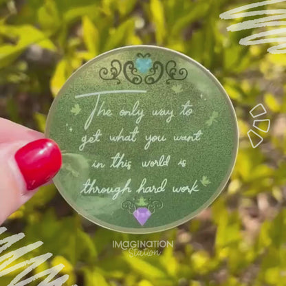 Princess Tiana Hard Work Quote Sticker – Pixie Dust Glossy Waterproof Disney Vinyl