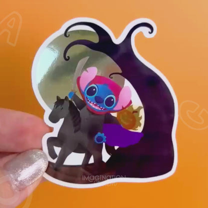 Stitch Halloween Sticker – Mirror Glossy Waterproof Disney Spooky Vinyl Decal