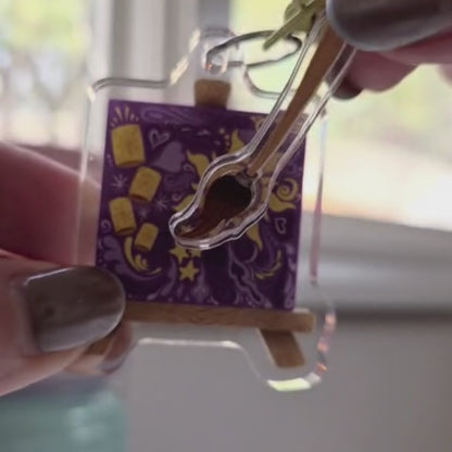 Light Up Lantern Keychain – Tangled Rapunzel Yellow Glow Acrylic Bag Charm | 3 Twinkle Modes