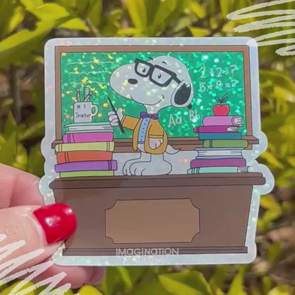 Snoopy Teacher Sticker – Glitter Glossy Waterproof Vinyl Teacher Appreciation Decal