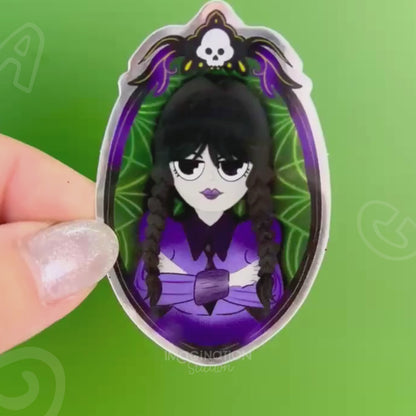 Wednesday Addams Sticker – Waterproof Mirror Glossy Gothic Vinyl Decal
