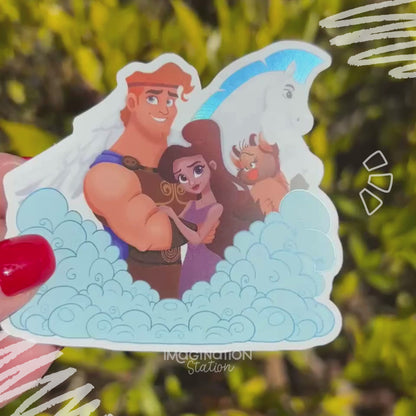 Hercules Meg Pegasus Phil Sticker – Holographic Matte Waterproof Disney Vinyl Decal