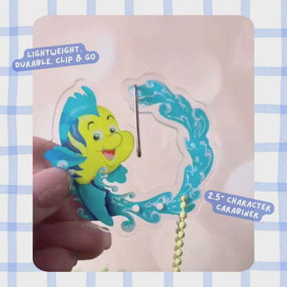 Flounder Little Mermaid Carabiner Keychain – Clear Acrylic Disney Charm Clip