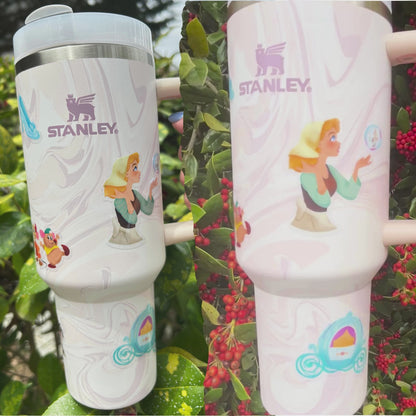 Cinderella 40oz Tumbler + Waterproof Sticker Set – Disney Princess Bundle