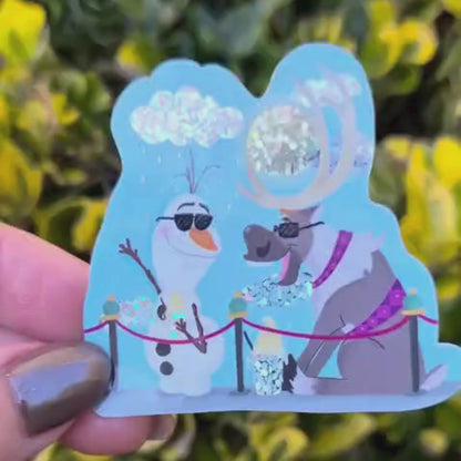 Olaf & Sven Frozen Disney Sticker – Glitter Glossy Waterproof Vinyl Decal