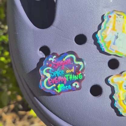 Powerpuff Girls Holographic Shoe Charms – Acrylic 90s Cartoon Croc Accessories