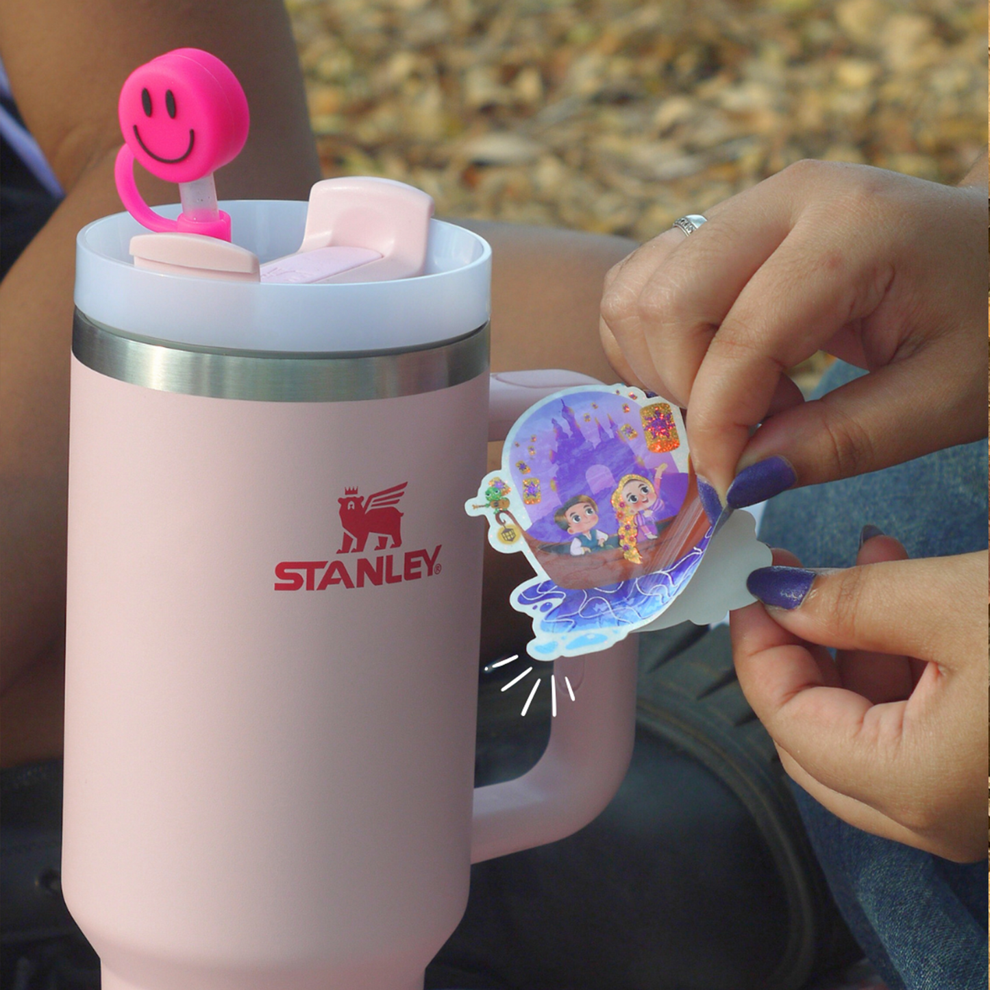 Tangled Rapunzel pixie dust sticker held by hand – 2.5 x 2.8 inch waterproof Disney vinyl