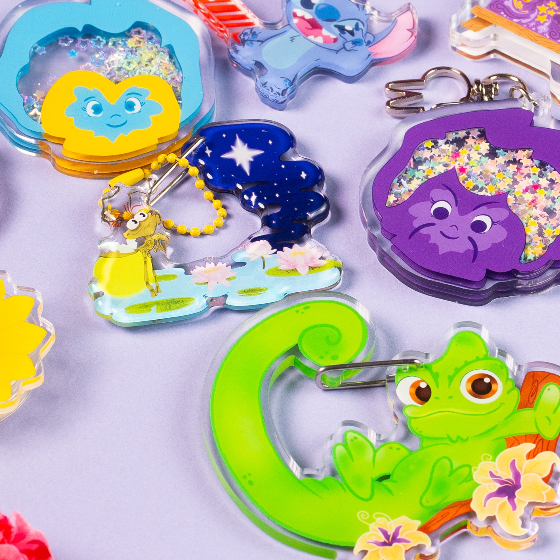 Ray and Evangeline Princess and the Frog keychain packaging - Imagination Station acrylic charm