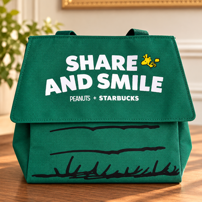 Peanuts × Starbucks Snoopy Doghouse Canvas Tote Bag – Green
