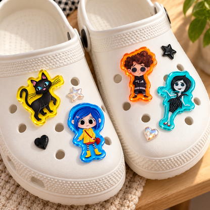Coraline, Cat & Wybie Acrylic Shoe Charms Set of 4