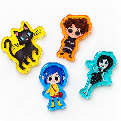 Coraline, Cat & Wybie Acrylic Shoe Charms Set of 4
