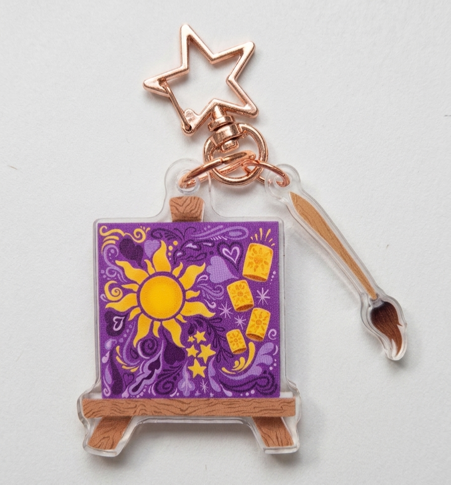 Light Up Lantern Keychain – Tangled Rapunzel Yellow Glow Acrylic Bag Charm | 3 Twinkle Modes
