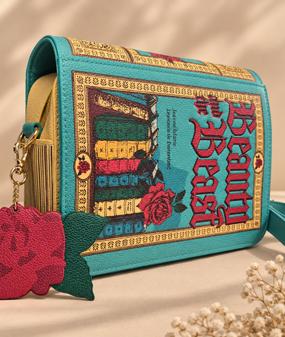 Enchanted Rose Crossbody Bag shaped like a glass-domed rose, front view