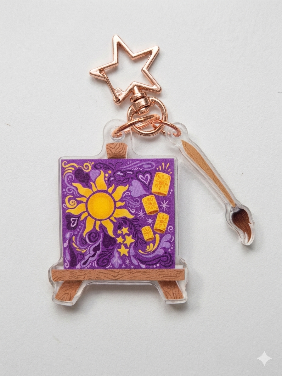 Light Up Lantern Keychain – Tangled Rapunzel Yellow Glow Acrylic Bag Charm | 3 Twinkle Modes