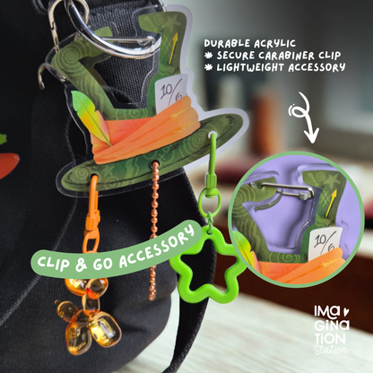 Mad Hatter carabiner keychain on bag – Alice in Wonderland Disney functional clip charm