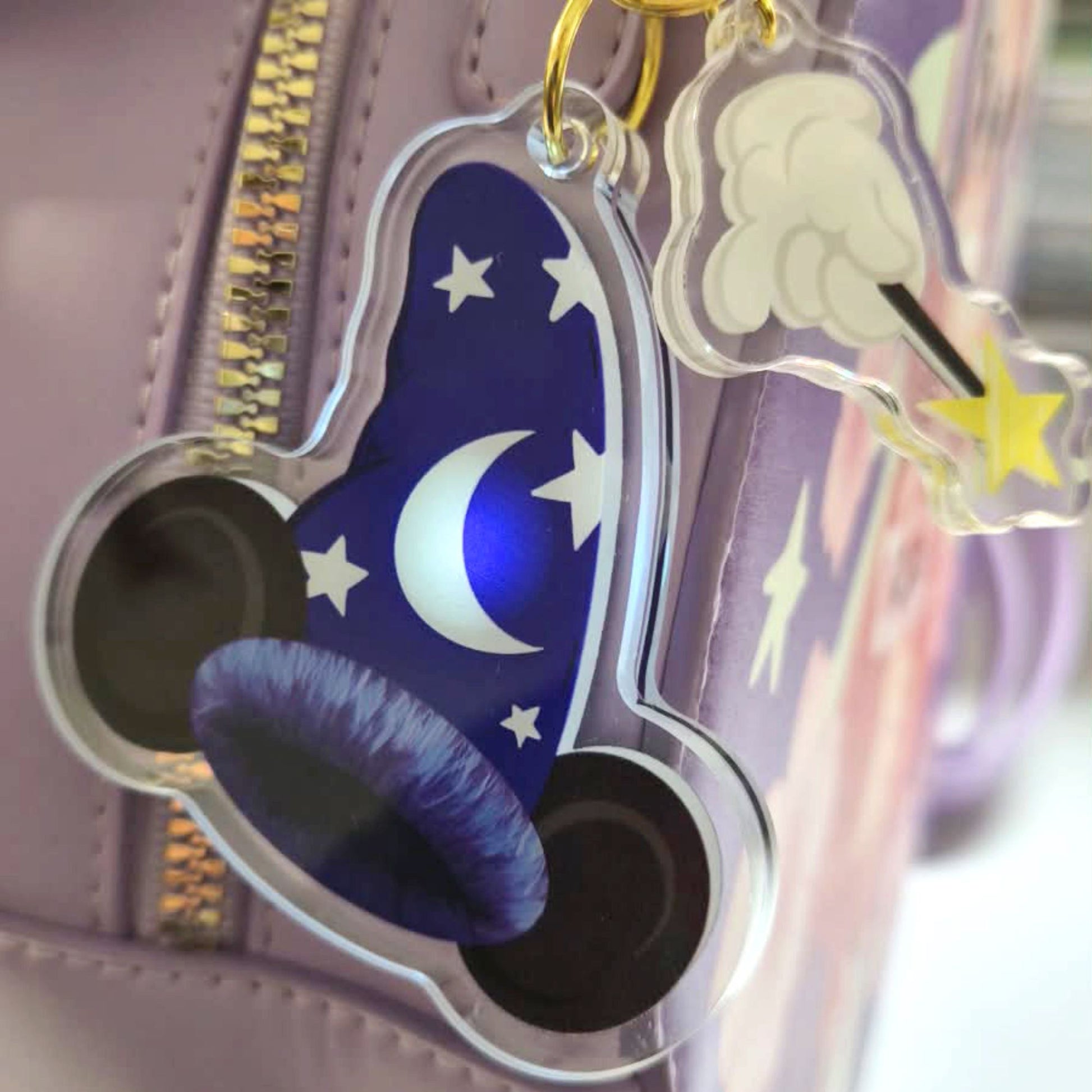Sorcerer's Hat light up keychain size reference – compact 3-inch Disney inspired acrylic charm