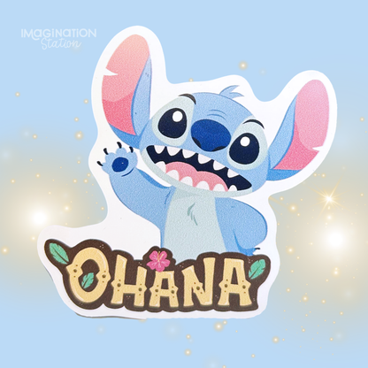 Stitch Ohana Car Magnet - Vinyl Weatherproof Print.