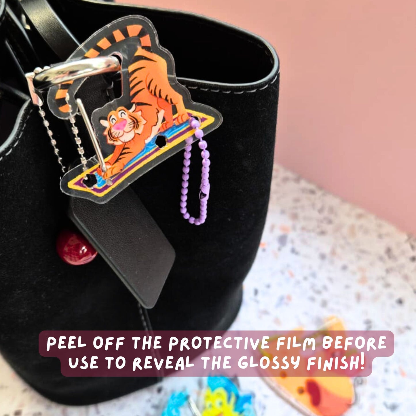 Rajah Aladdin Jasmine Carabiner Keychain – Clear Acrylic Disney Charm Clip
