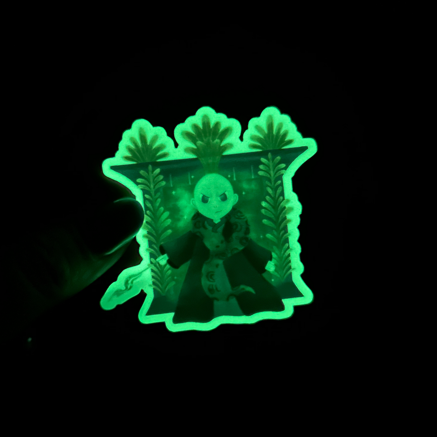 Voldemort Harry Potter glow in the dark sticker held by hand – waterproof vinyl decal